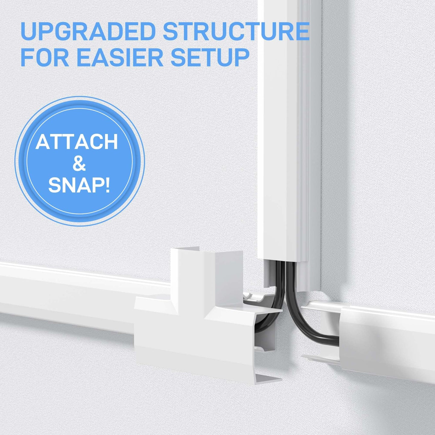 Delamu Cord Hider Wall, Cord Covers for Wires on Wall, Large Wire Covers for Cords Cable Hider, 94.5in Wire Hiders for TV on Wall Cable Cover, Easy Set up Cable Management Kit, 6X W1.0 H0.53in