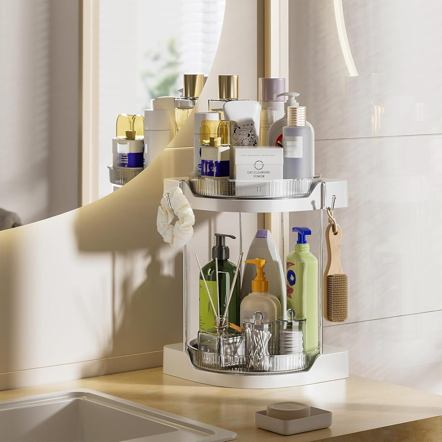 Rotating Bathroom Counter Organizer