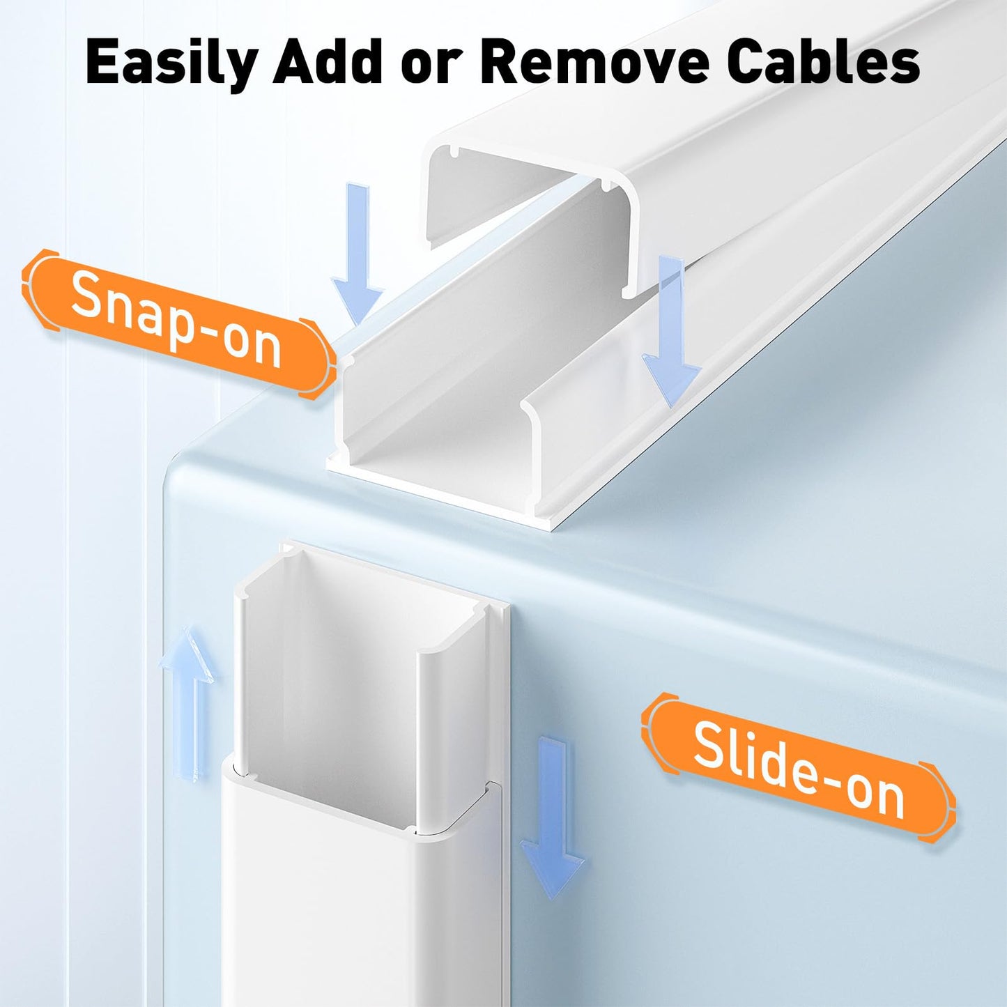 Delamu Cord Hider, 62.8in Cord Covers for Wires on Wall, Wire Covers for Cords, Cable Hider Wire Hider, Cable Cover Management, TV Cord Hider for Wall Mounted TV, 4X L15.7 W1.18 H0.63in