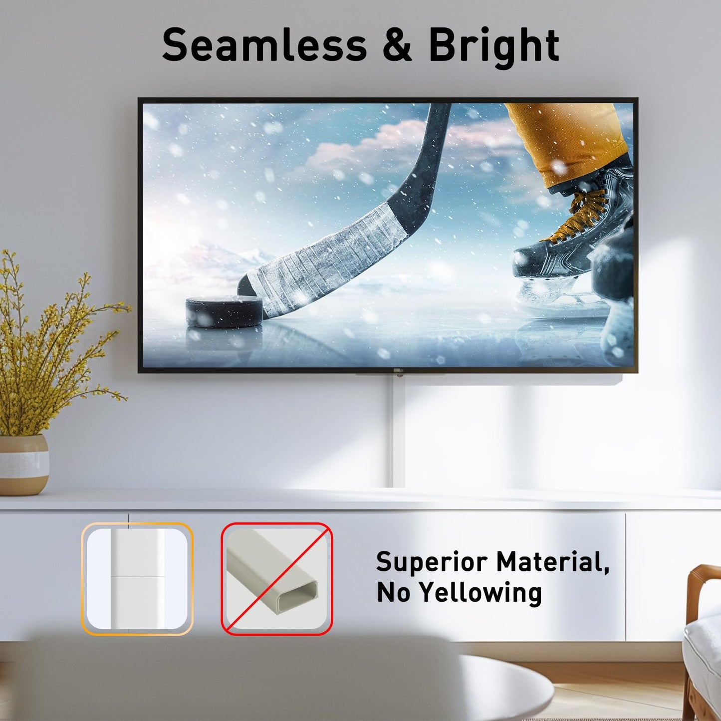Delamu Cord Hider, 62.8in Cord Covers for Wires on Wall, Wire Covers for Cords, Cable Hider Wire Hider, Cable Cover Management, TV Cord Hider for Wall Mounted TV, 4X L15.7 W1.18 H0.63in