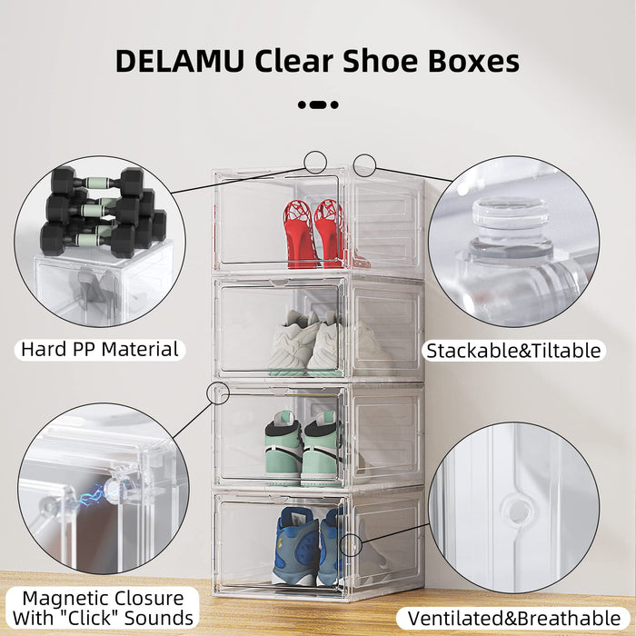 6 Pack Shoe Box Clear Plastic Stackable