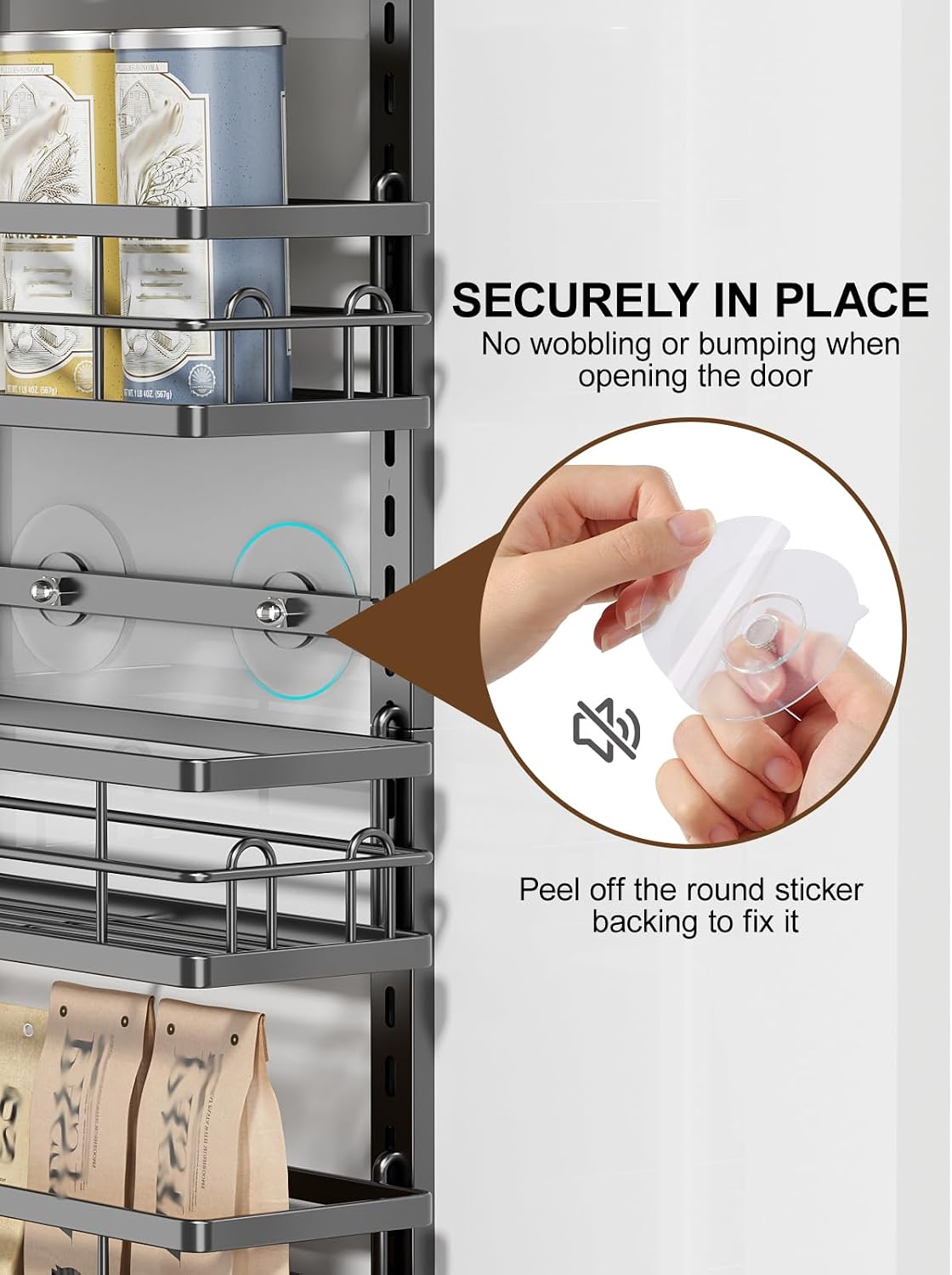 Delamu 9-Tier Over the Door Pantry Organizer, Adjustable Pantry Door Organizers and Storage, Metal Hanging Basket Wall Spice Rack Seasoning Organizer, Door Organizer Kitchen Bedroom Bathroom