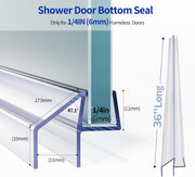 Delamu 3Pack 1/4" x 36" Shower Door Bottom Seal, Clear Shower Door Sweep Strip, Frameless Glass Door Seal Strip for 1/4'' (6mm) Thick Doors Showers 36in Long