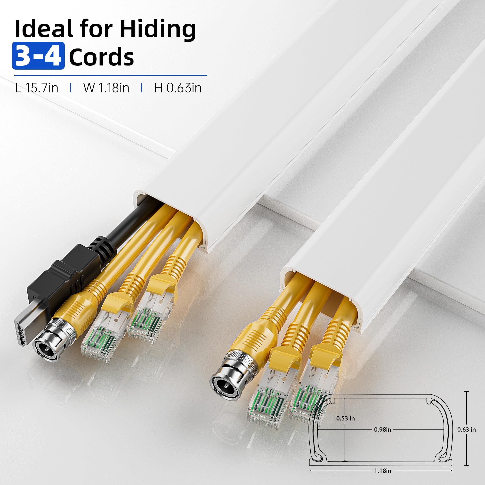Delamu Cable Hider Cord Hider, 142in L X 1.18in W X 0.63in H