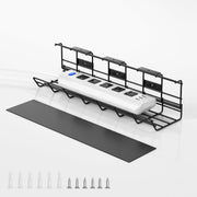 DELAMU 1 Pack Under Desk Cable Management Tray, Black | Metal Wire Organizer for Desk, Easy Install Pre-drilled, Holds 15lb, Wire Management Wire Organizer, For Office & Home