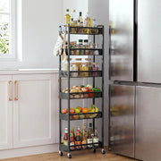 Delamu 4-6 Tier Slim Storage Rolling Cart, Utility Metal Narrow Cart 7.1" W