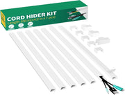 Delamu Cord Hider, 100in Self-Adhesive Cord Cover Kit for Wall Mounted TV, Paintable Wire Hider, Flexible Cable Management System