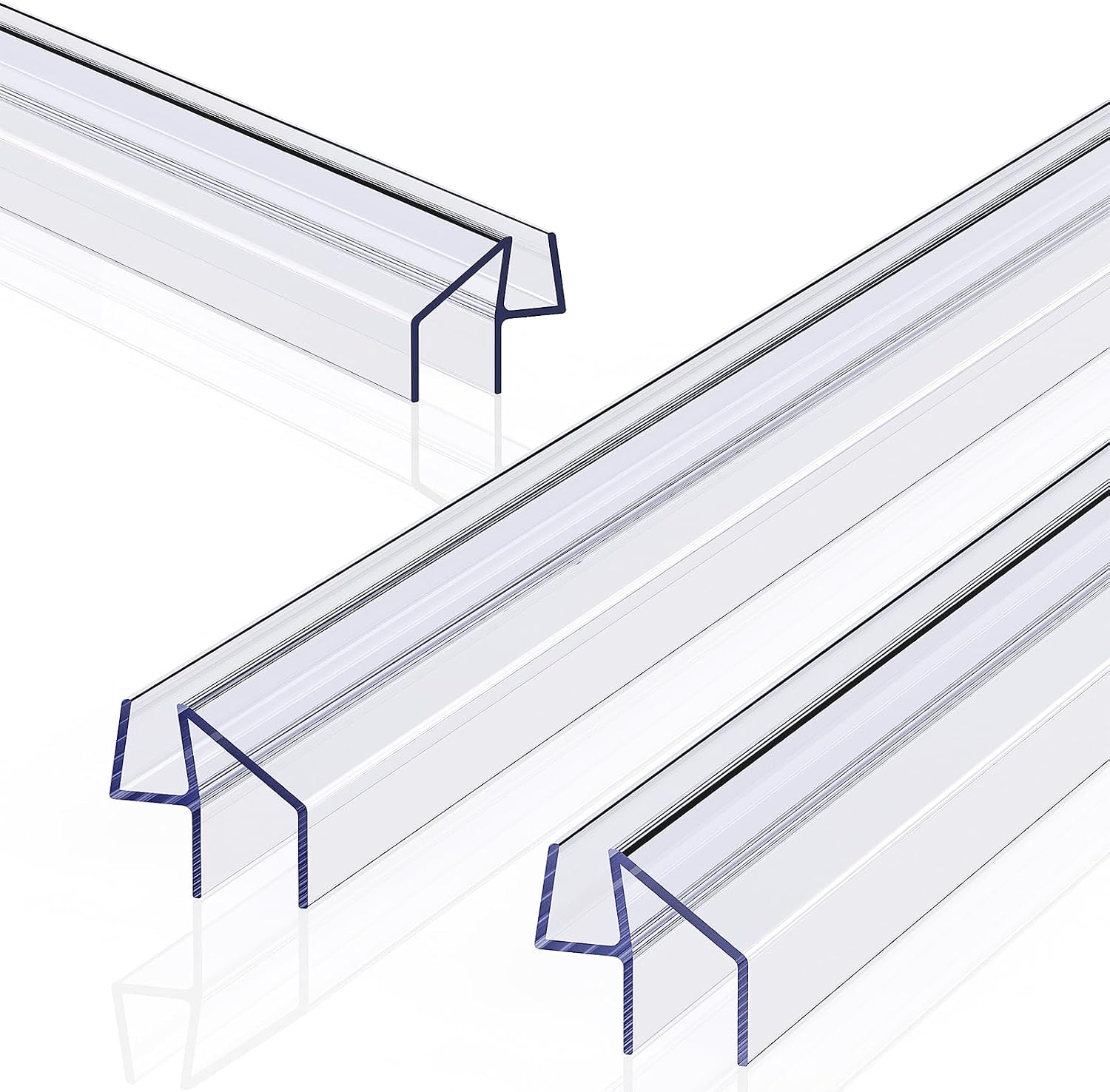 Delamu 3Pack 1/4" x 36" Shower Door Bottom Seal, Clear Shower Door Sweep Strip, Frameless Glass Door Seal Strip for 1/4'' (6mm) Thick Doors Showers 36in Long