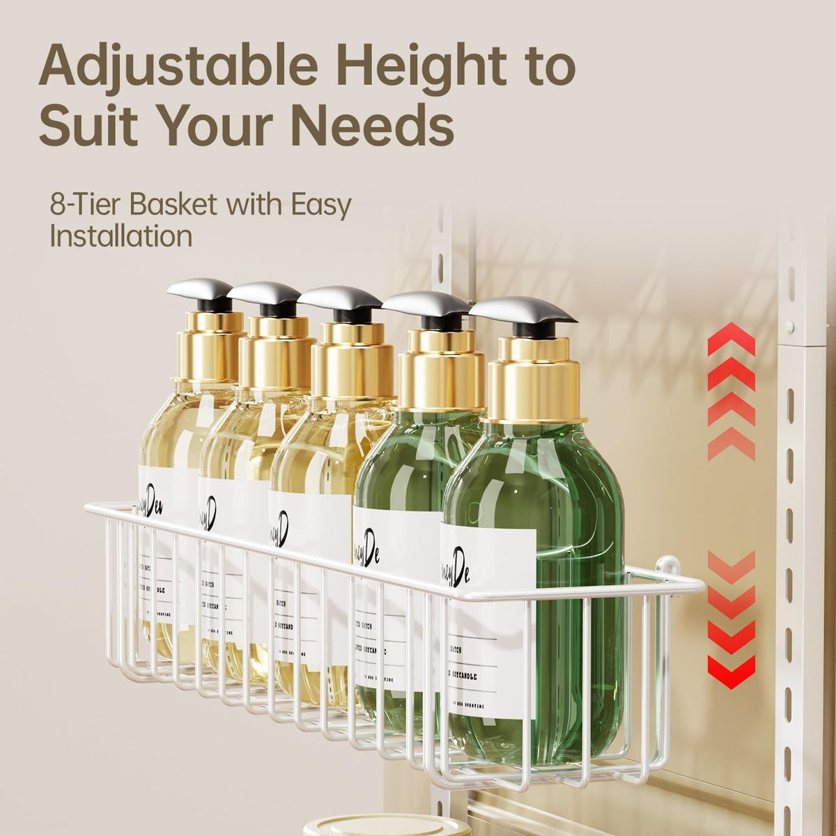 Delamu Pantry Door Organizer, Adjustable Metal Over the Door Pantry Organizer Rack, 6-Tier/8-Tire Over the Door Spice Rack, Kitchen Pantry Door Organizers and Storage, D5 W12 H52.1 inch, White, Small