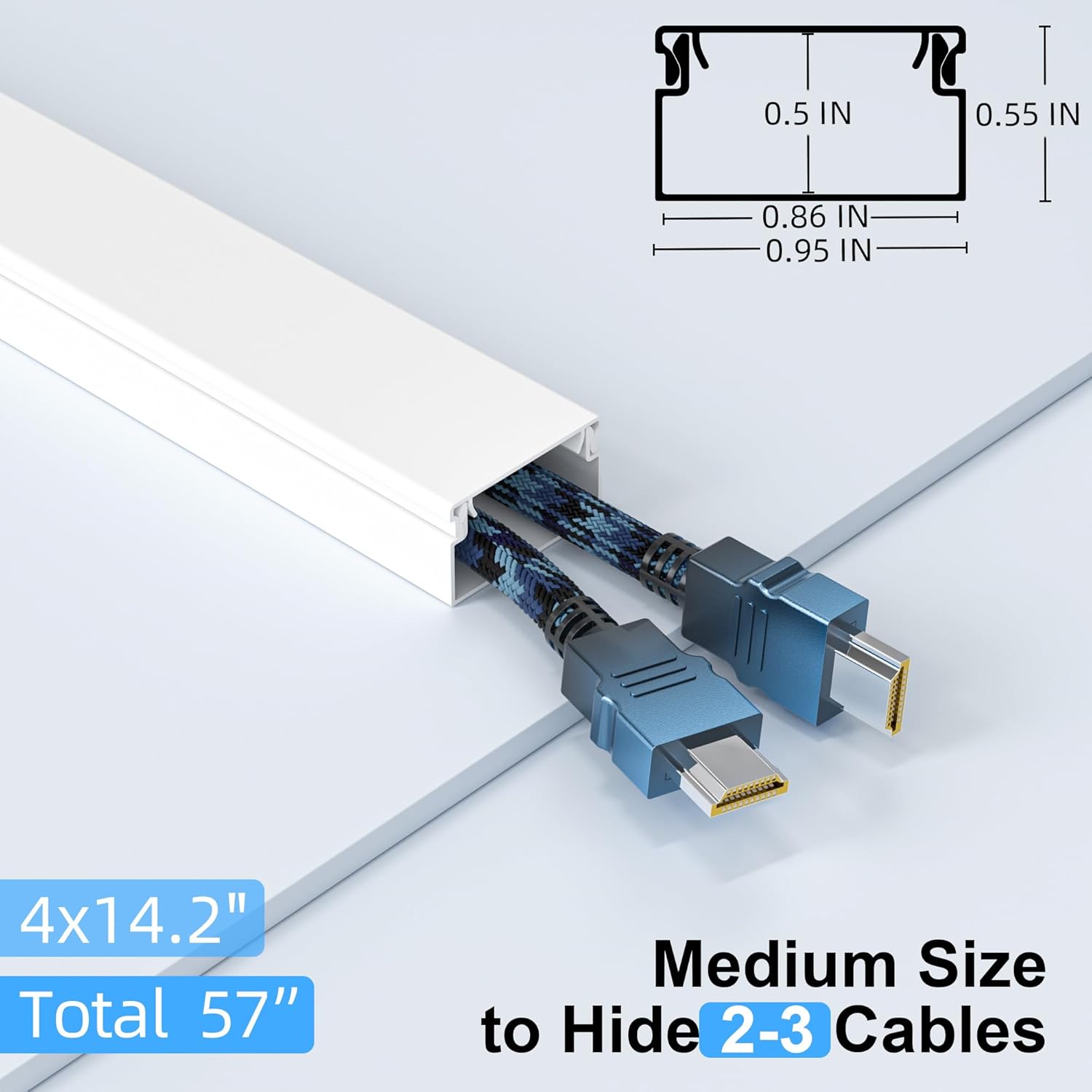Delamu Cord Hider for Wall Mounted TV, 57in Paintable Cable Cover System