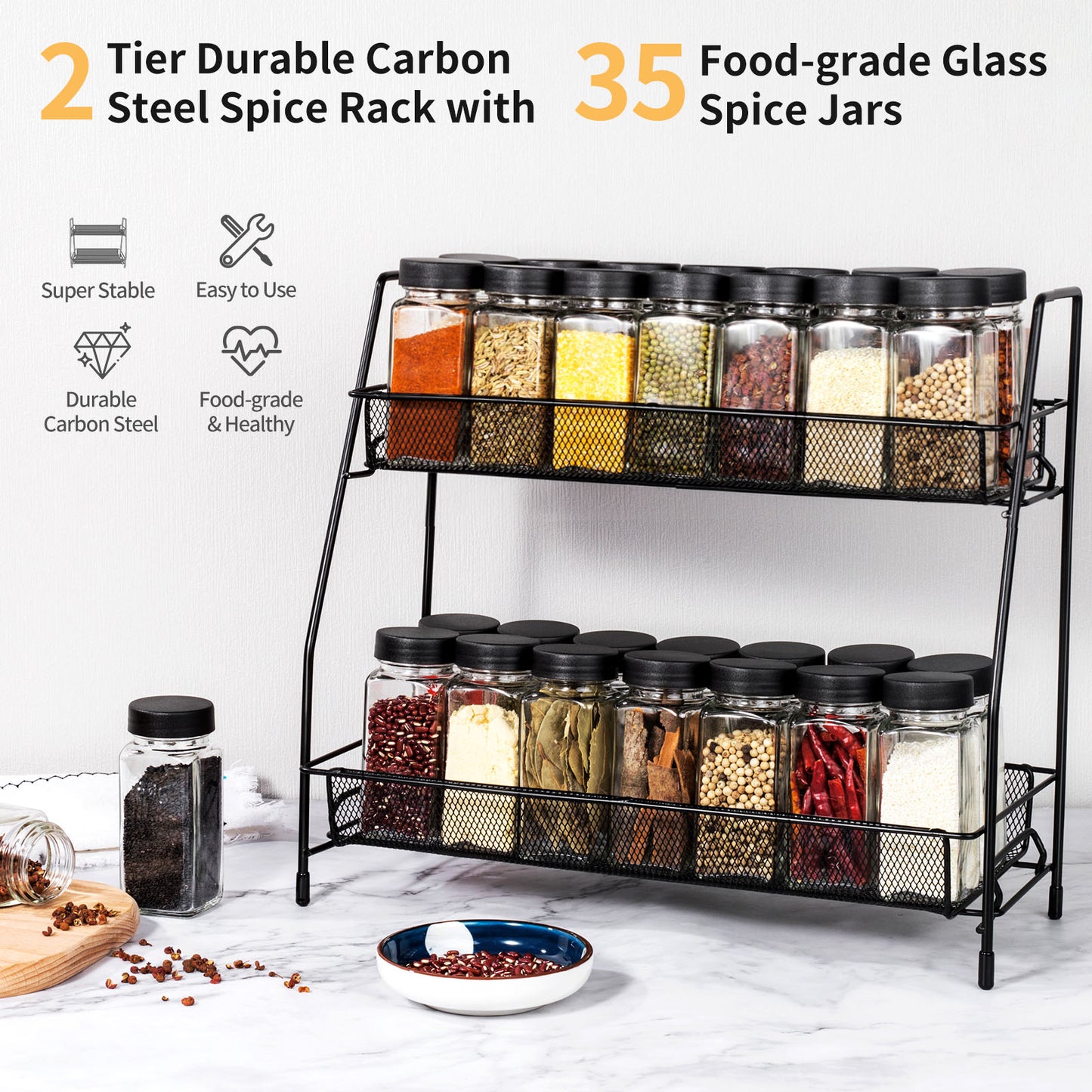 Delamu Seasoning rack with seasoning jar, cabinet seasoning rack