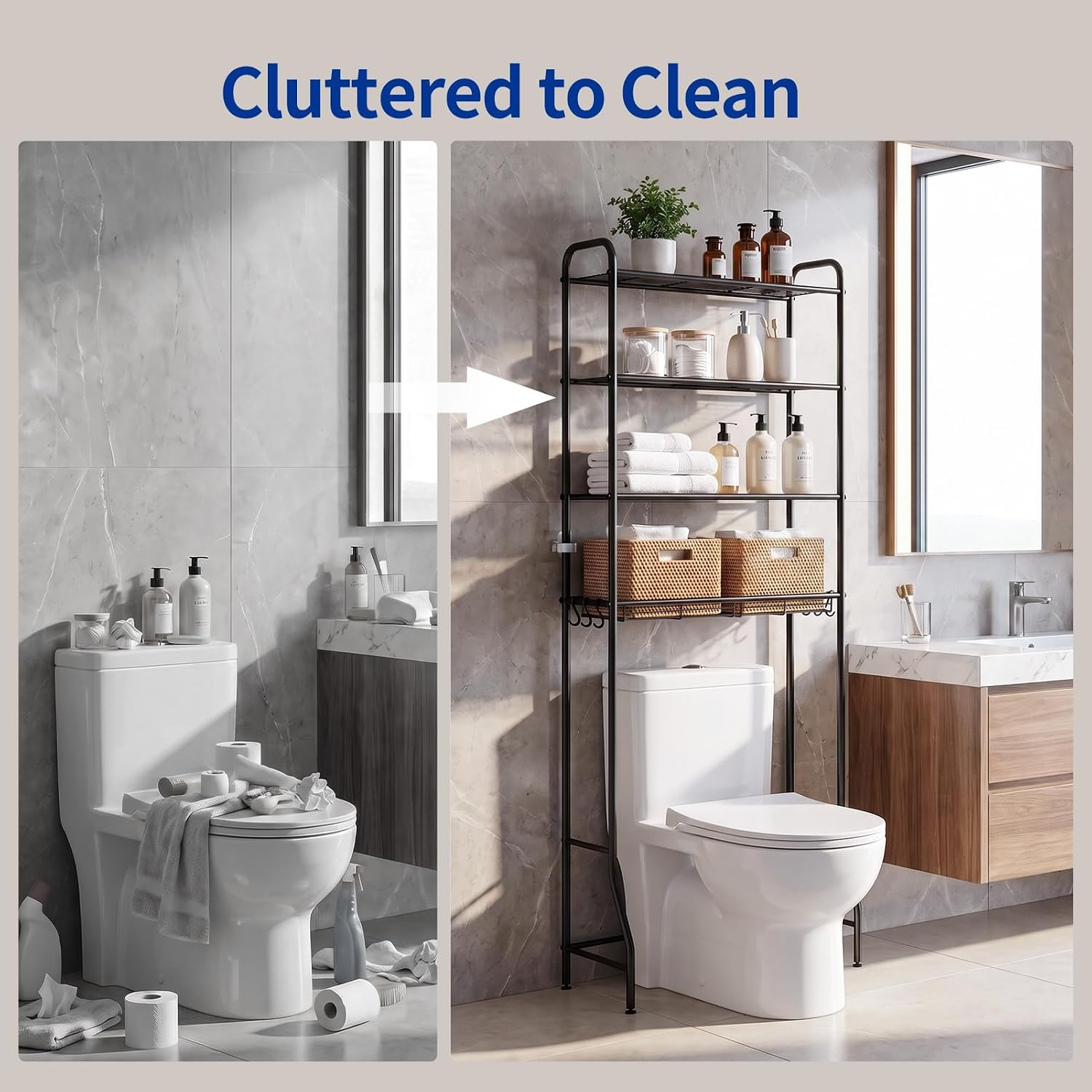 Delamu Over Toilet Storage Rack, Bathroom Organizer Shelf