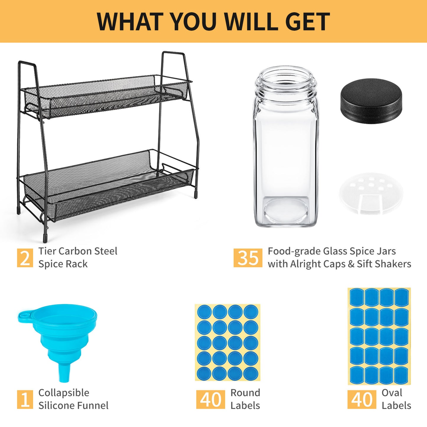 Delamu Seasoning rack with seasoning jar, cabinet seasoning rack