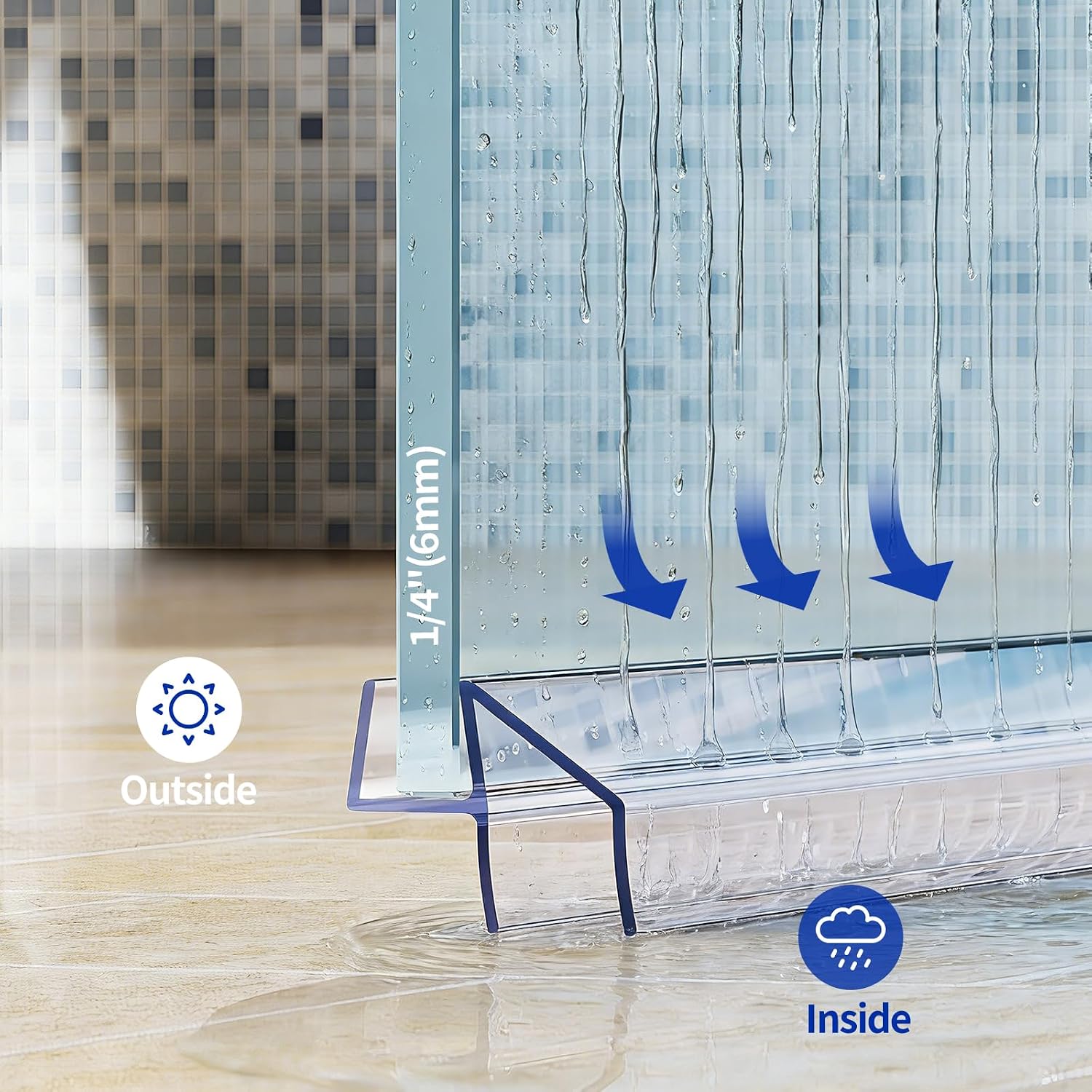 Delamu 3Pack 1/4" x 36" Shower Door Bottom Seal, Clear Shower Door Sweep Strip, Frameless Glass Door Seal Strip for 1/4'' (6mm) Thick Doors Showers 36in Long