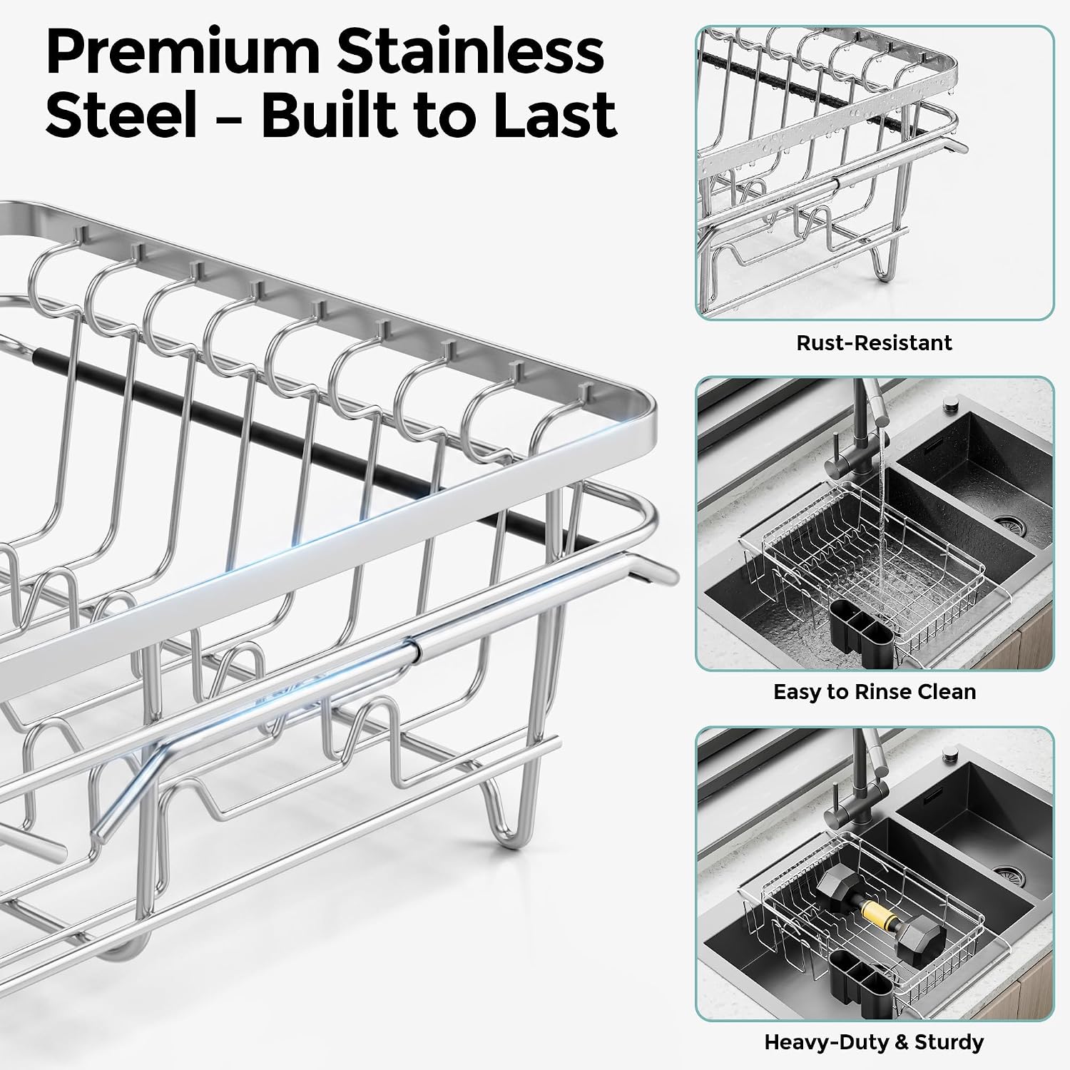 Delamu Over Sink Dish Drying Rack with Drainboard for Small Kitchen Counter