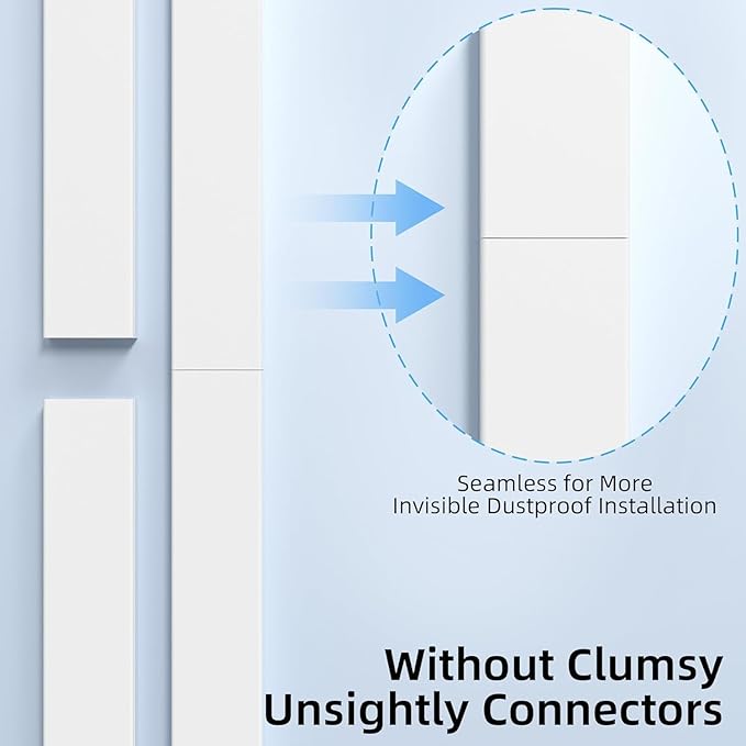 Delamu Cord Hider for Wall Mounted TV, 113.6in Paintable Cable Cover System, Self-Adhesive Cable Management Raceway Kit Hides 3-4 Wires, Baseboard Wire Hider Easy Installation, W 1.18 H 0.60in, White