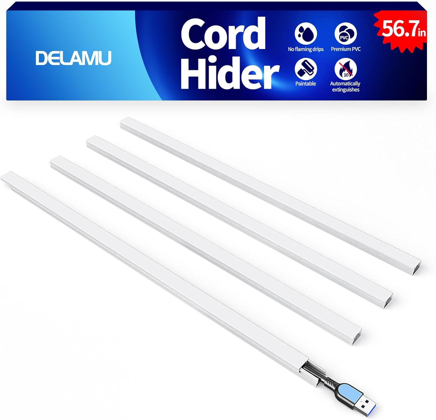 Cord Hider, 56.7in L x 0.55in W x 0.4in H