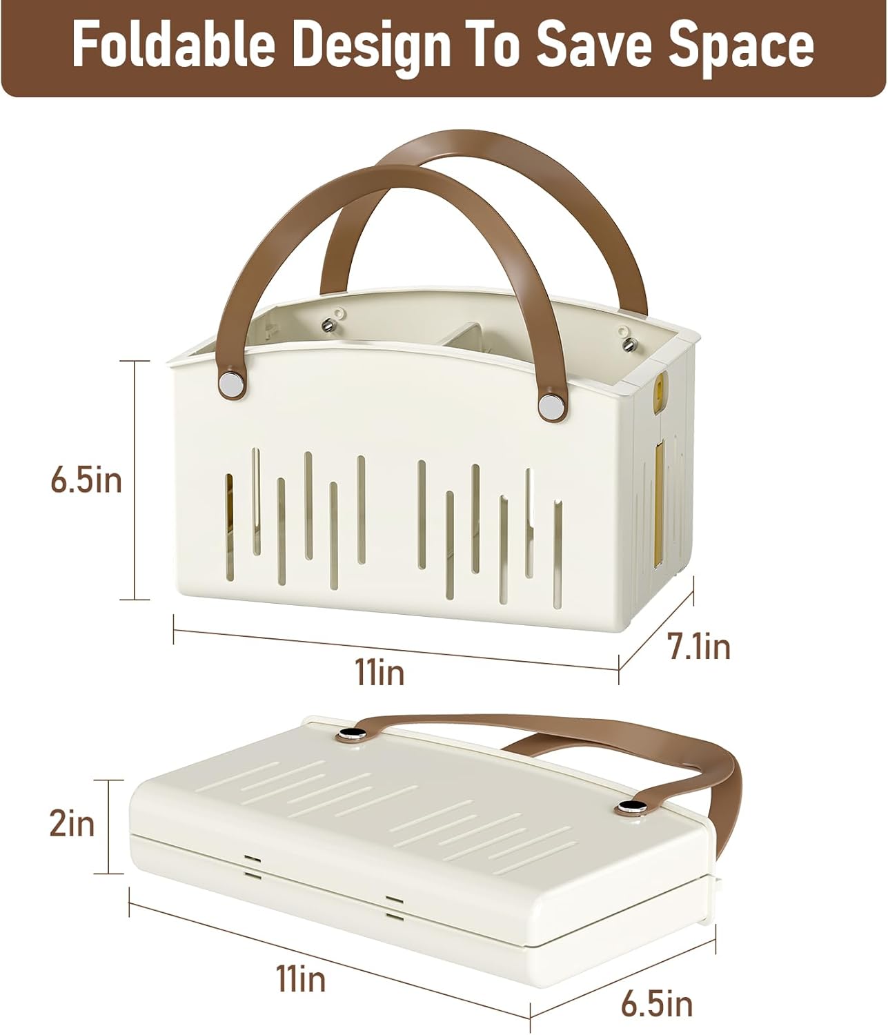 Delamu Portable Shower Basket Caddy with Double Handle Foldable