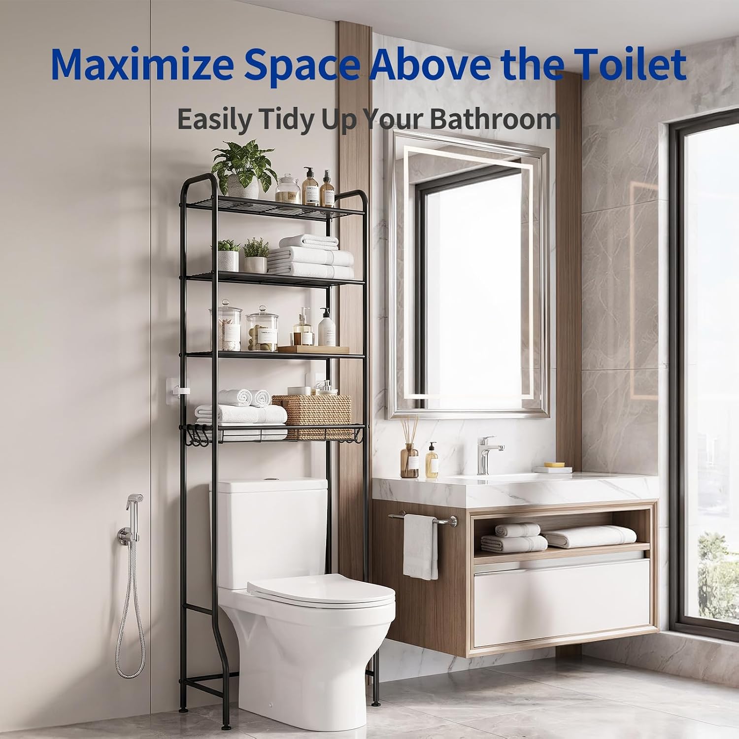 Delamu Over Toilet Storage Rack, Bathroom Organizer Shelf