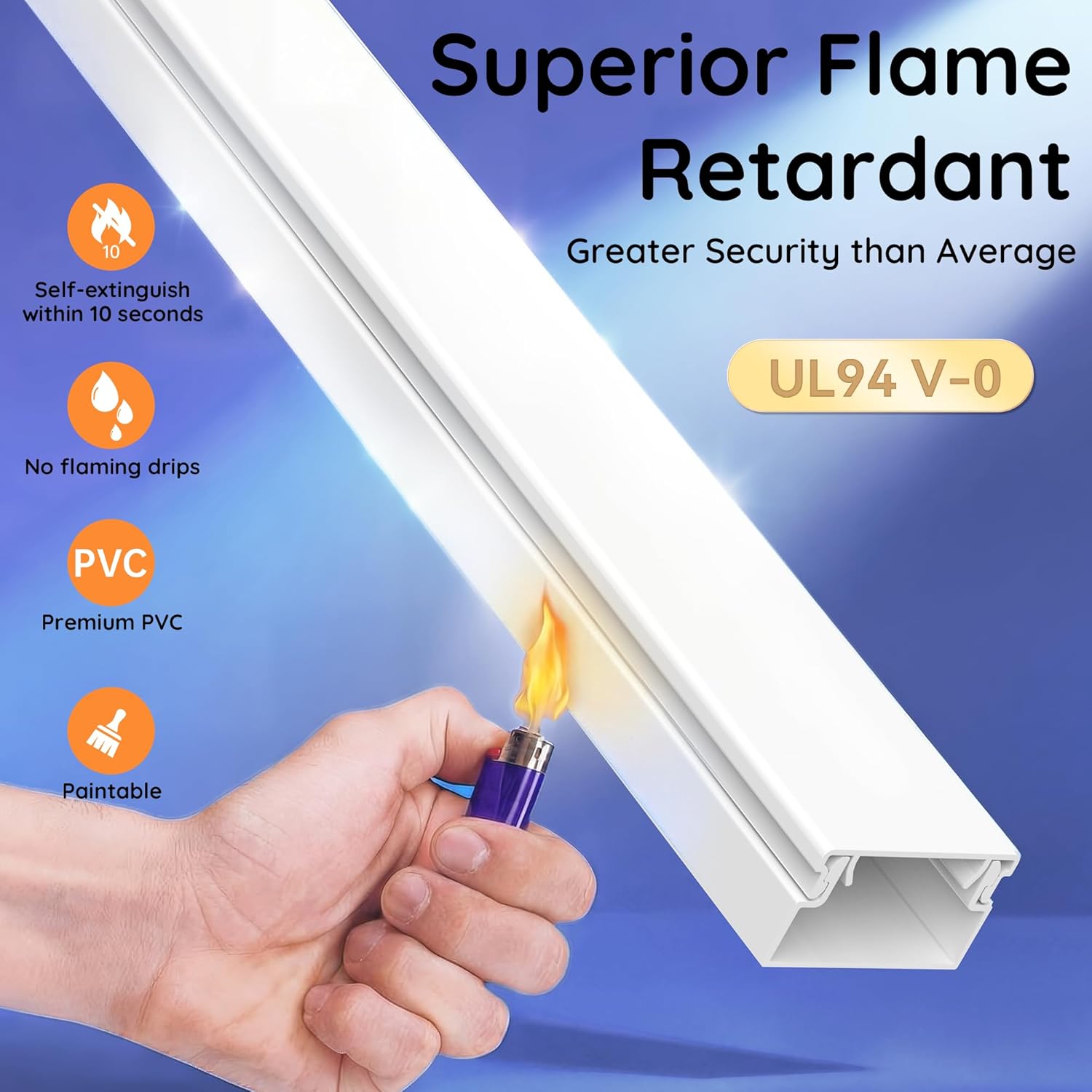 Delamu Cord Hider, 100in Self-Adhesive Cord Cover Kit for Wall Mounted TV, Paintable Wire Hider, Flexible Cable Management System, Cable Raceway Conceals 2-3 Wires, W0.95 H0.55in, White
