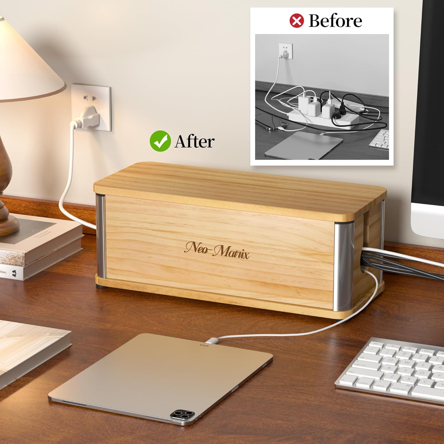 Delamu Wooden Cable Management Box