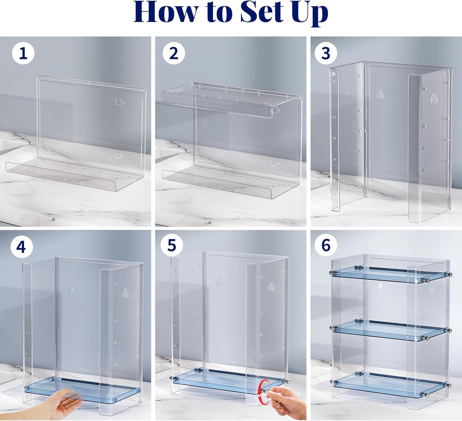Delamu Bathroom Countertop Organizer Delamu 2-Tier Adjustable Dresser Organizer Countertop with Protective Guard Rail