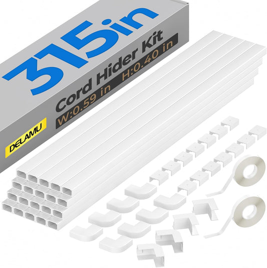 Delamu Cable Hider, 315in Cord Covers for Wires on Wall, One-Cord Cord Hider, Paintable Wire Hiders Wire Covers for Cords