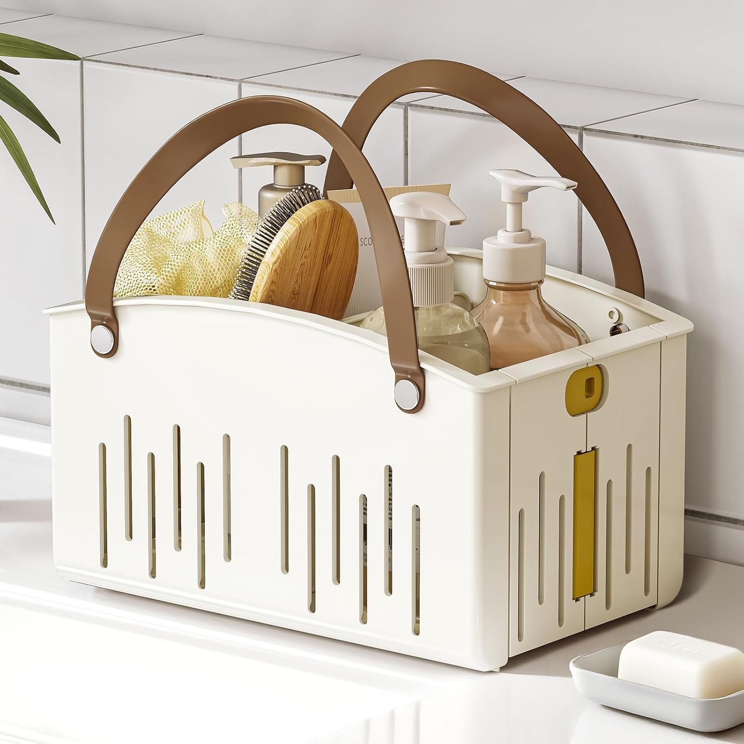 Delamu Portable Shower Basket Caddy with Double Handle Foldable