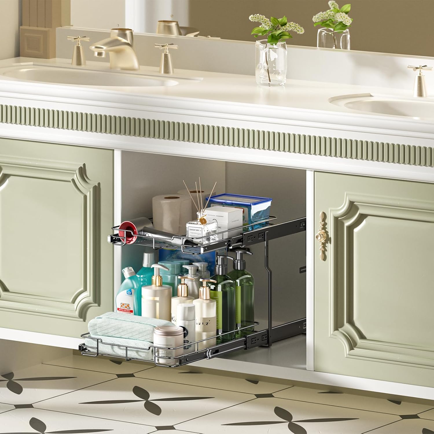 2 Tier Cabinet Slide Out Shelves