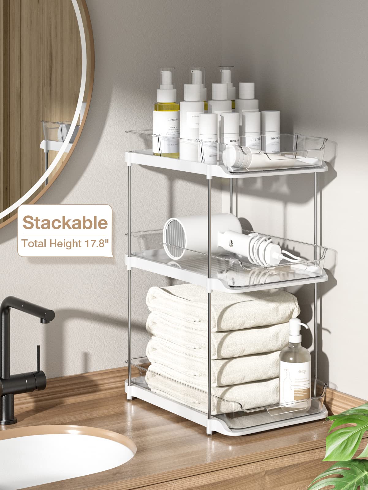 The Toilet Storage, 2 Tier Bathroom Organizer with Multi