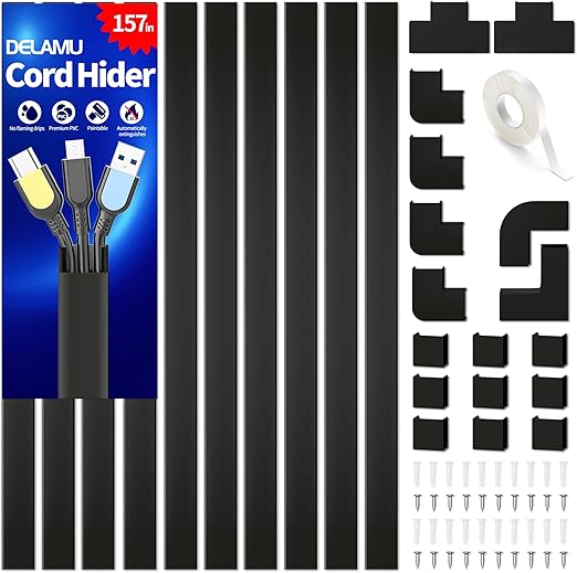 Delamu 157in Delamu Cord Hider Wall for Wall Mounted TV, Wire Hider Kit