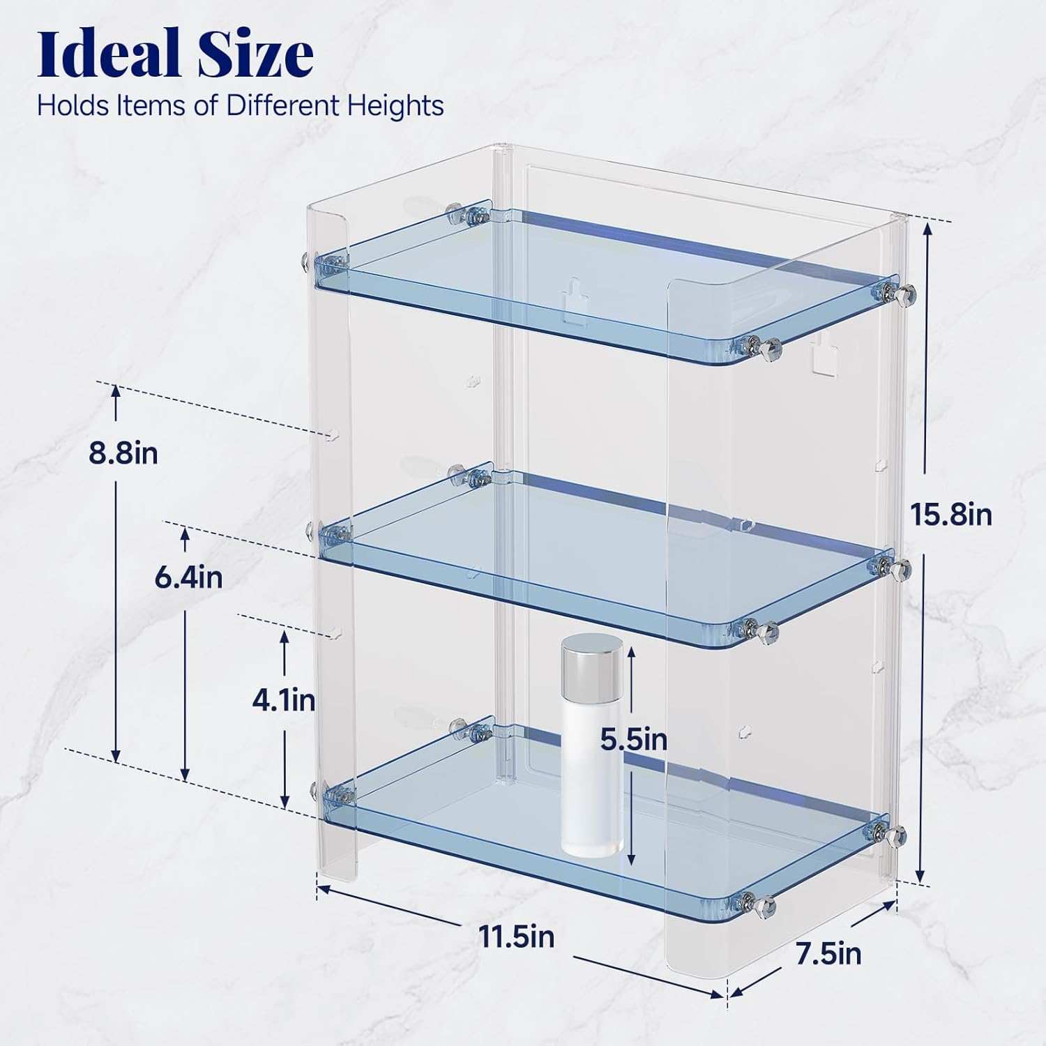 Delamu Bathroom Countertop Organizer Delamu 2-Tier Adjustable Dresser Organizer Countertop with Protective Guard Rail