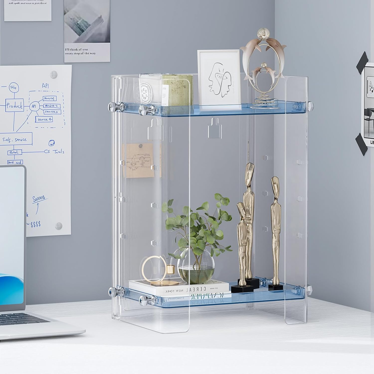 Delamu Bathroom Countertop Organizer Delamu 2-Tier Adjustable Dresser Organizer Countertop with Protective Guard Rail