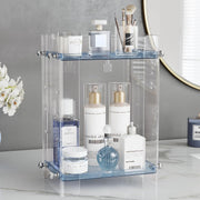 Delamu Bathroom Countertop Organizer Delamu 2-Tier Adjustable Dresser Organizer Countertop with Protective Guard Rail