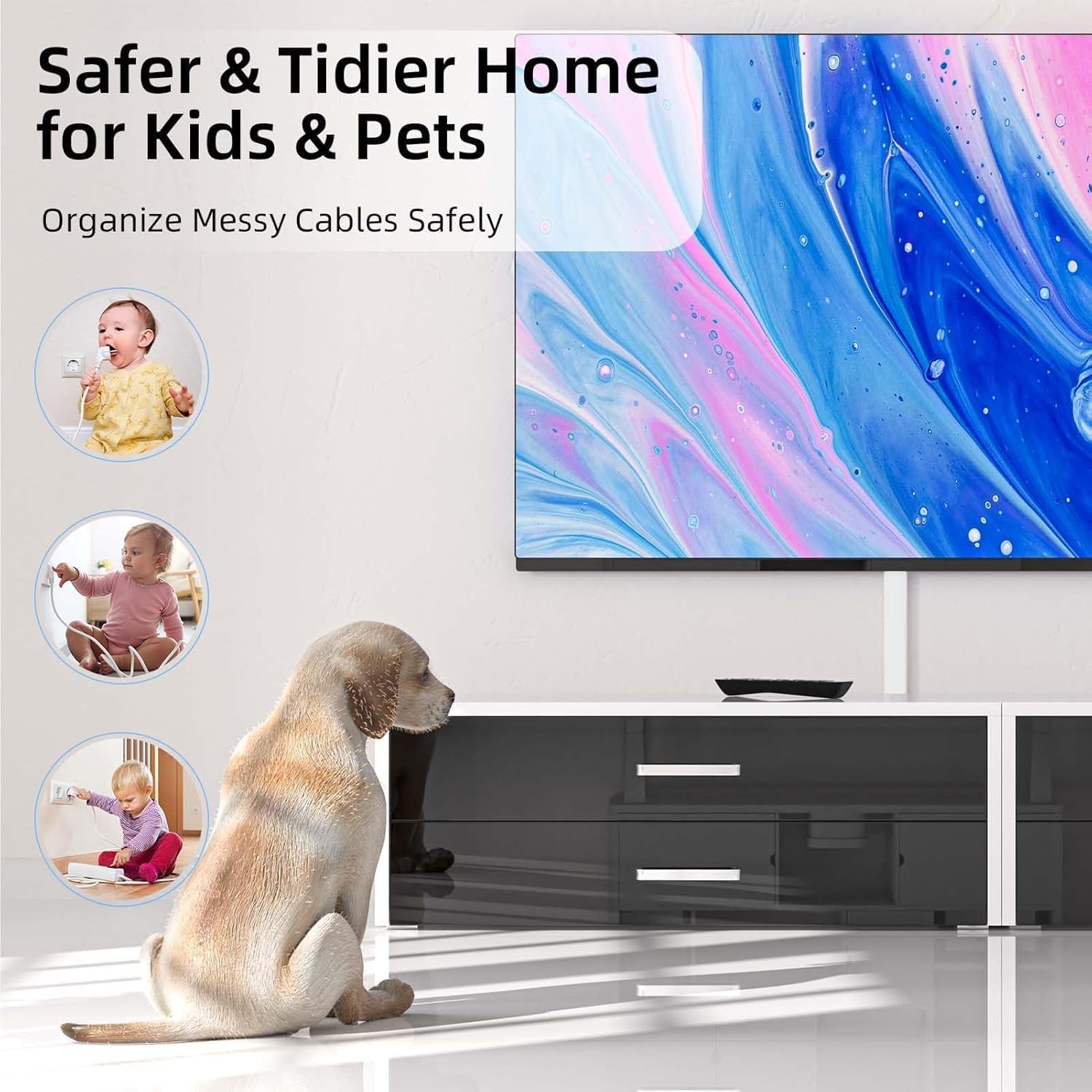 Delamu Cord Hider for Wall Mounted TV, 113.6in Paintable Cable Cover System, Self-Adhesive Cable Management