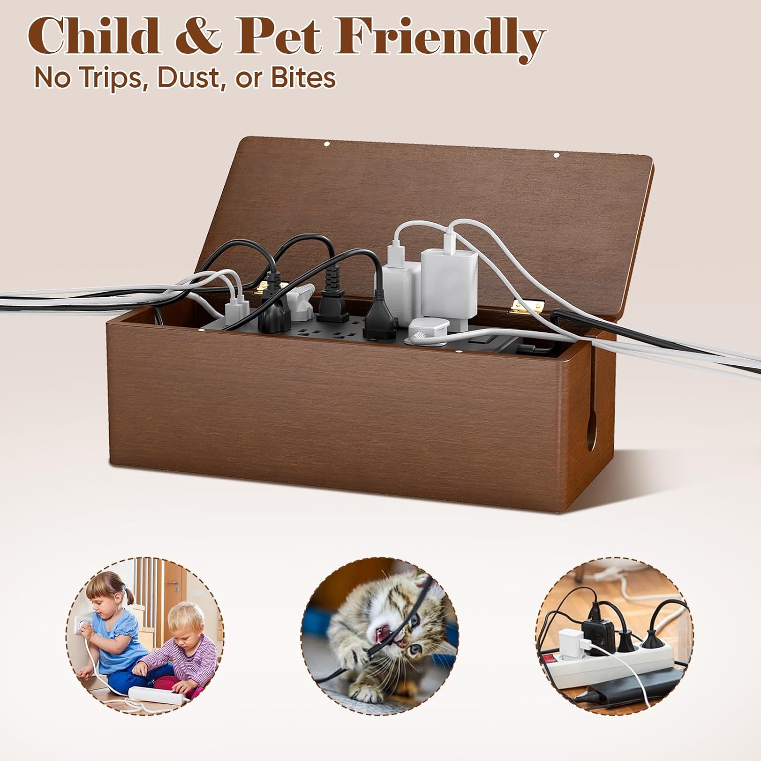 Wooden Cable Management Box