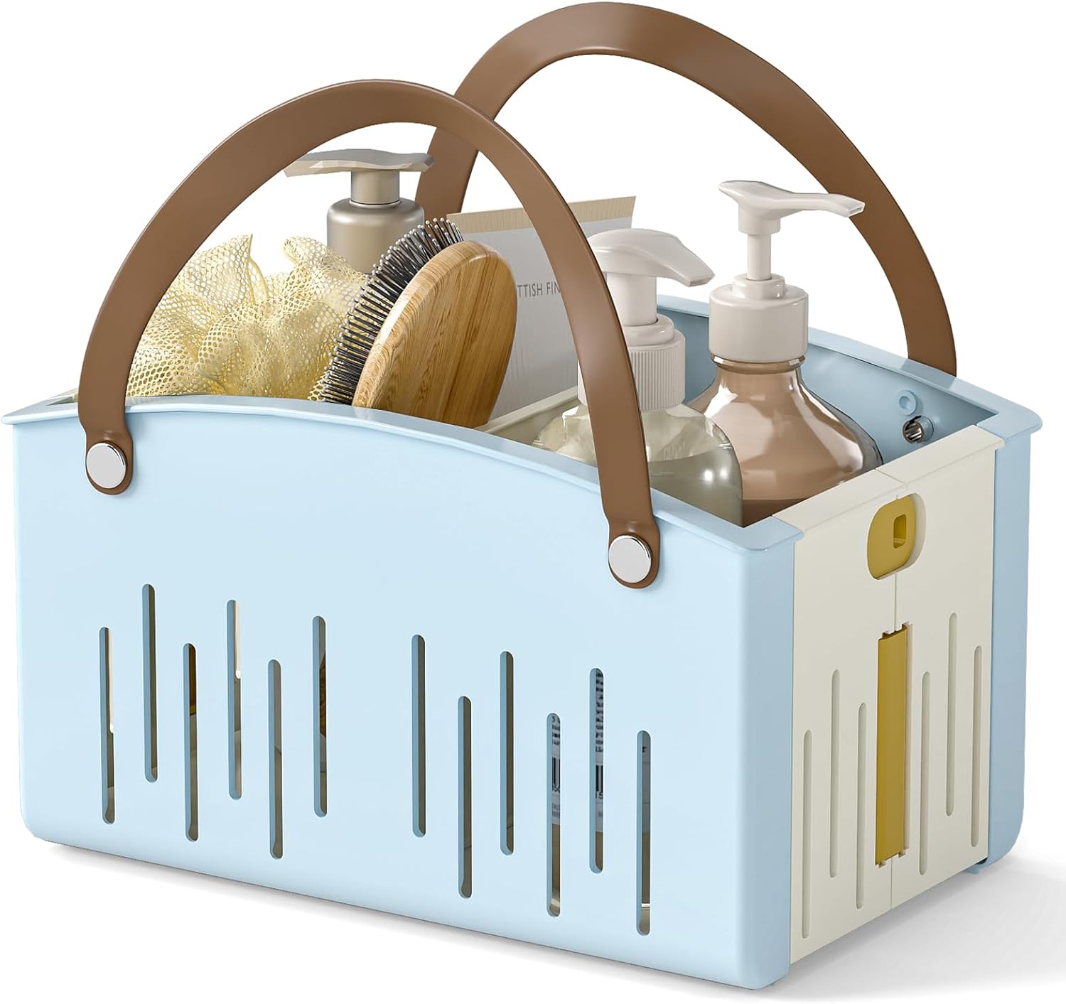Delamu Portable Shower Basket Caddy with Double Handle Foldable