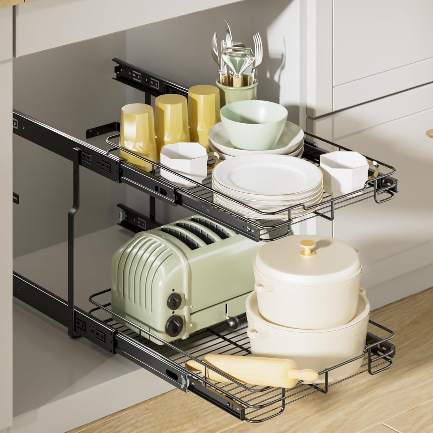 2 Tier Cabinet Slide Out Shelves