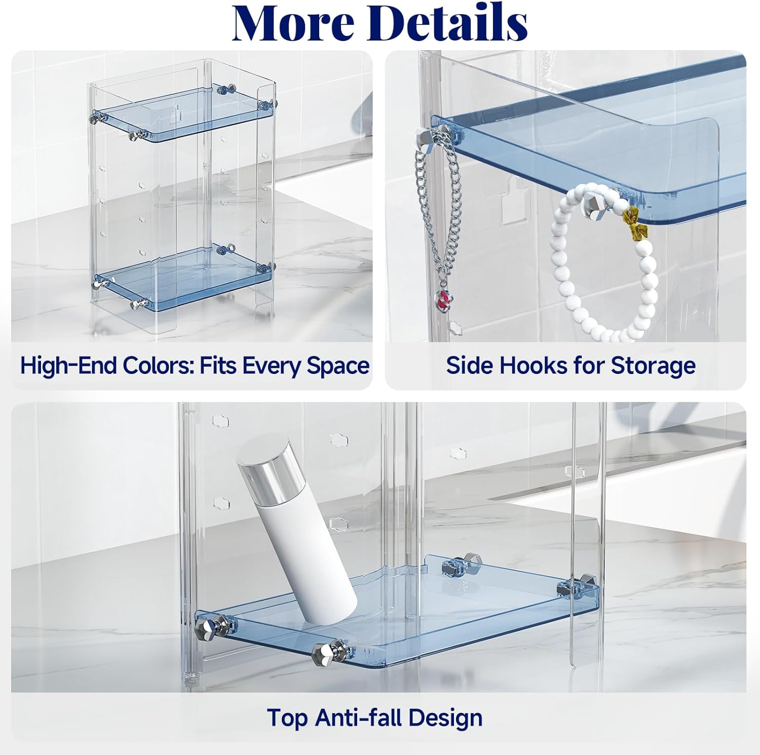 Delamu Bathroom Countertop Organizer Delamu 2-Tier Adjustable Dresser Organizer Countertop with Protective Guard Rail