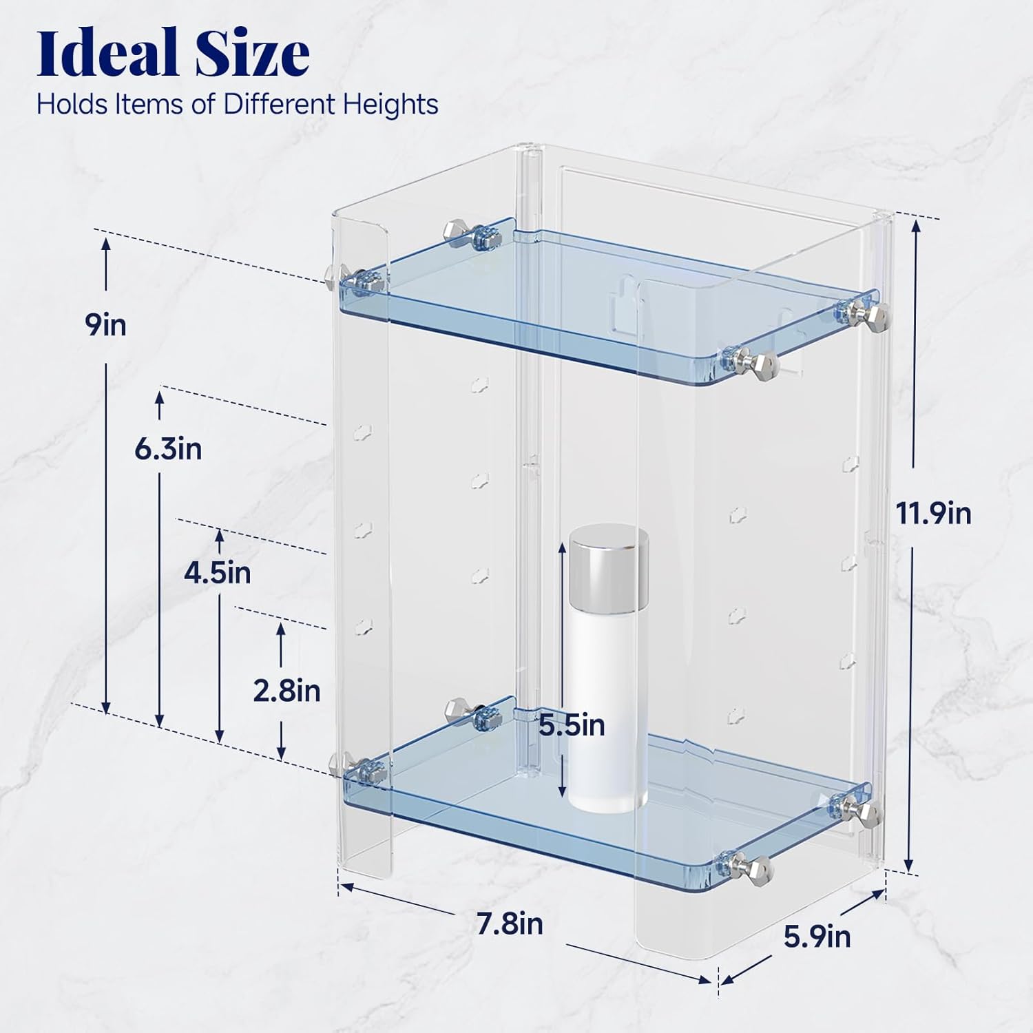 Delamu Bathroom Countertop Organizer Delamu 2-Tier Adjustable Dresser Organizer Countertop with Protective Guard Rail