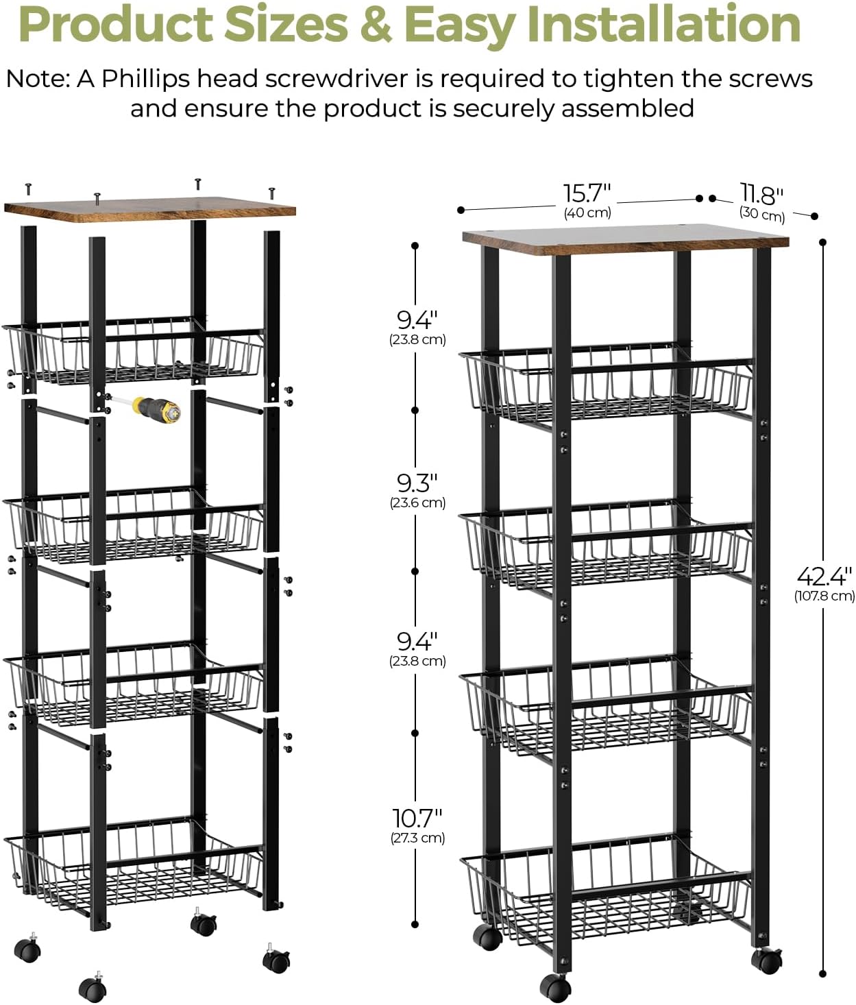Rolling Pantry Storage Cart