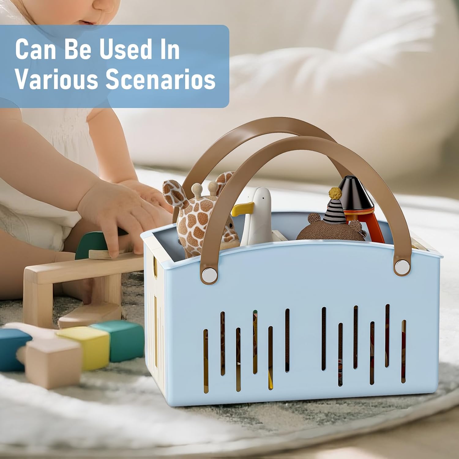 Delamu Portable Shower Basket Caddy with Double Handle Foldable