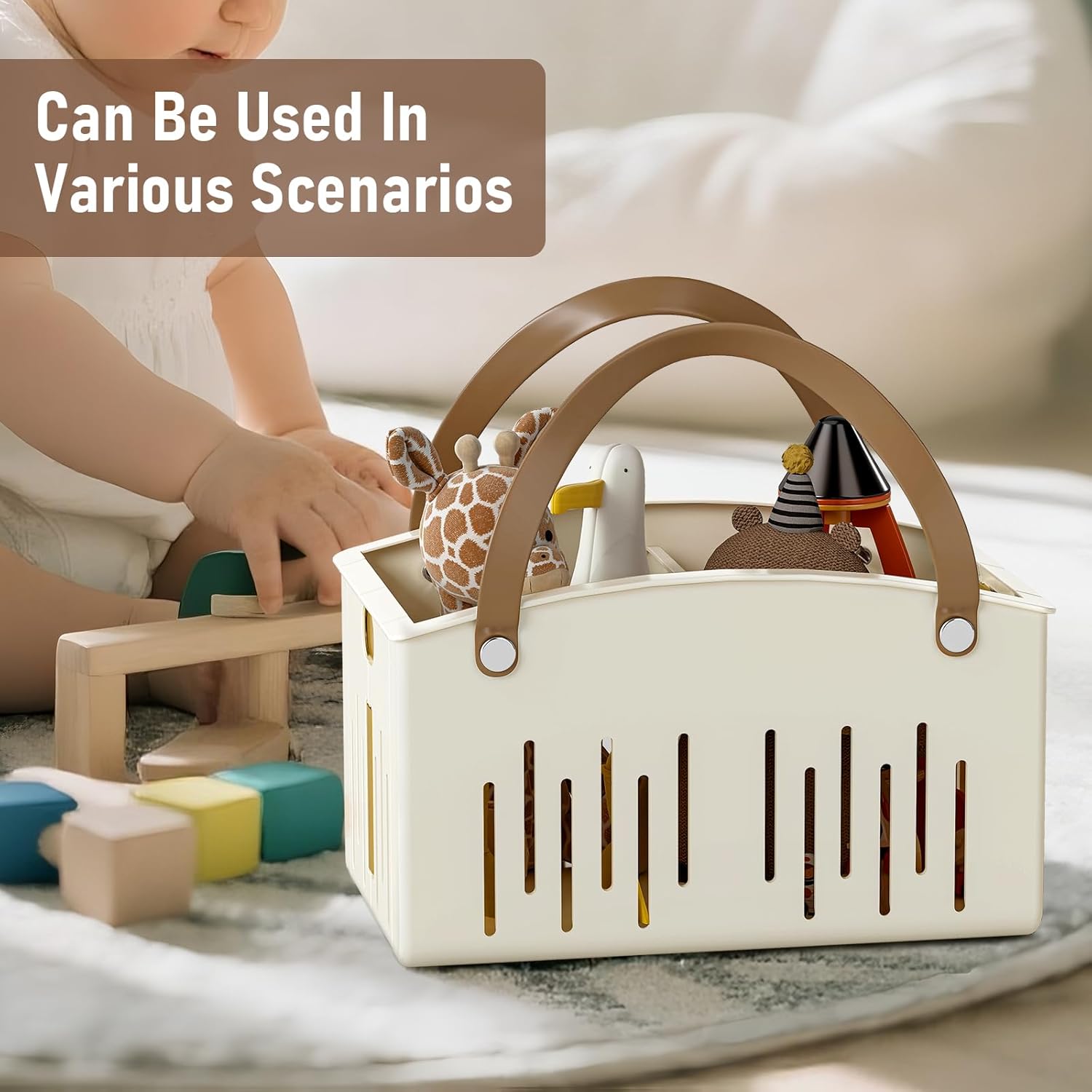 Delamu Portable Shower Basket Caddy with Double Handle Foldable
