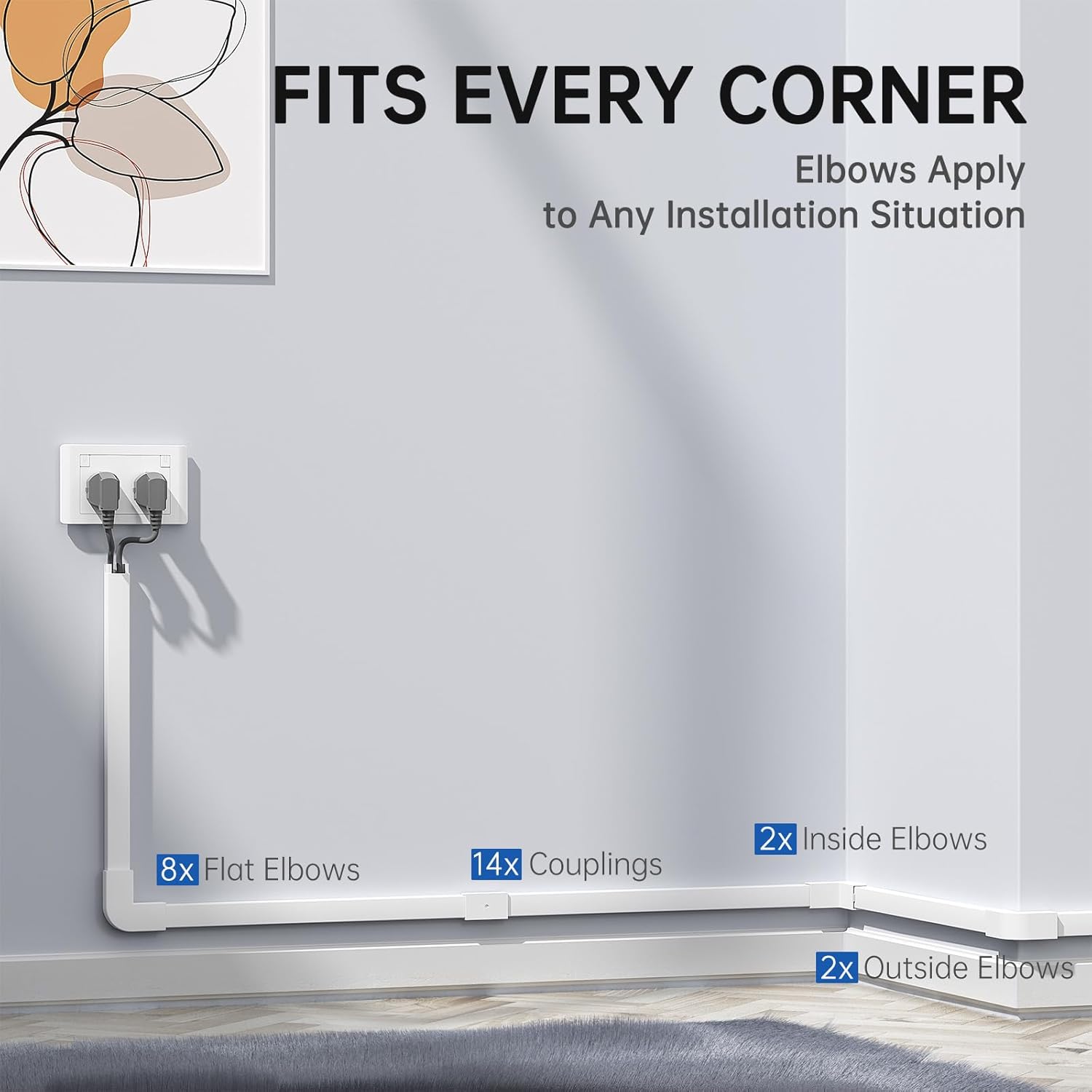 Delamu Cable Hider, 315in Cord Covers for Wires on Wall, One-Cord Cord Hider, Paintable Wire Hiders Wire Covers for Cords