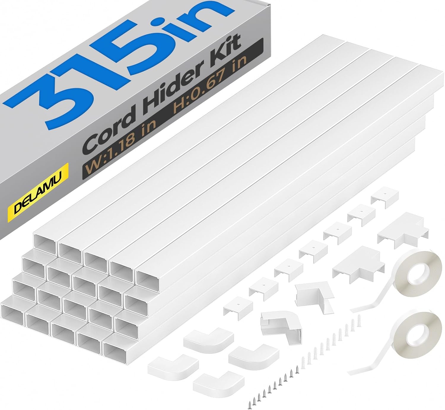 Delamu Cable Hider, 315in Cord Covers for Wires on Wall, One-Cord Cord Hider, Paintable Wire Hiders Wire Covers for Cords