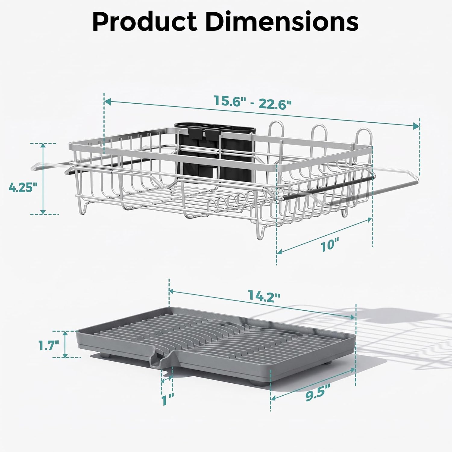 Delamu Over Sink Dish Drying Rack with Drainboard for Small Kitchen Counter
