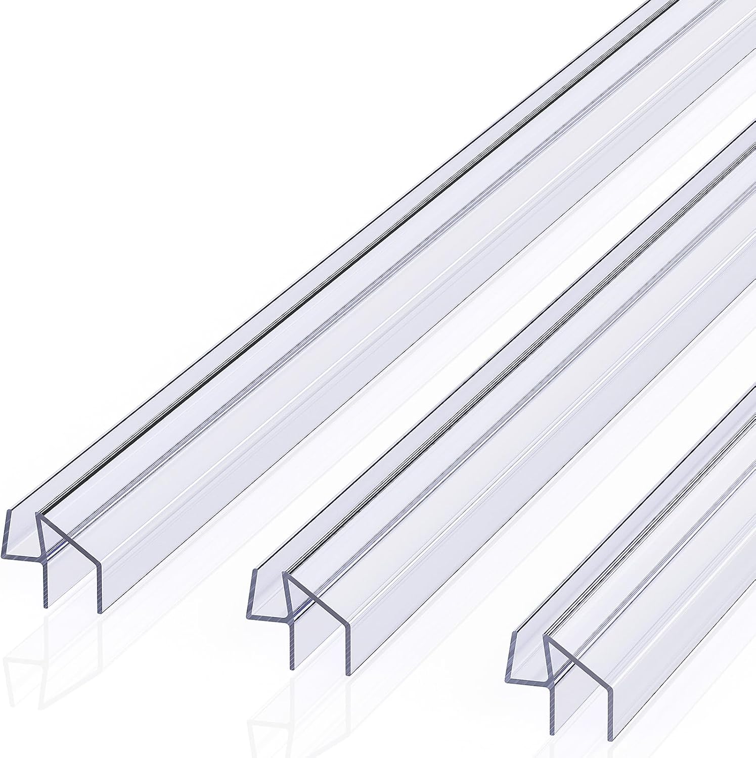 Delamu 3Pack 1/4" x 36" Shower Door Bottom Seal, Clear Shower Door Sweep Strip, Frameless Glass Door Seal Strip for 1/4'' (6mm) Thick Doors Showers 36in Long
