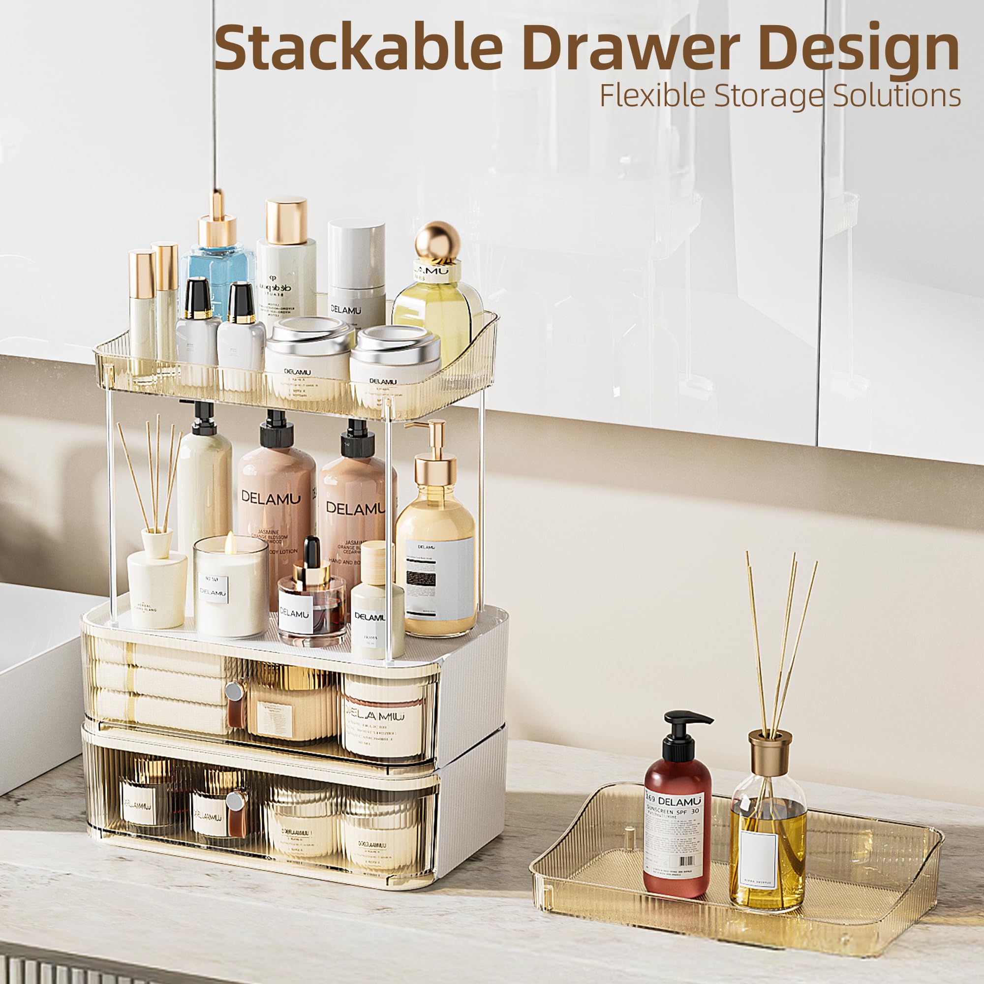Delamu 3-Tier Bathroom Counter Organizer with Drawer