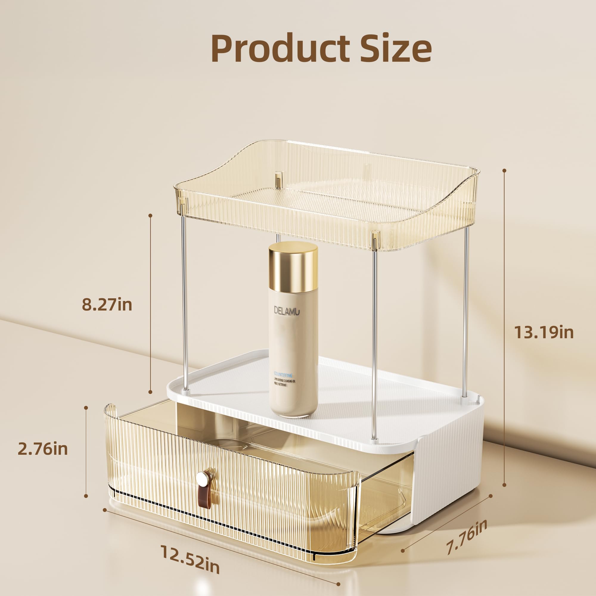 Delamu 3-Tier Bathroom Counter Organizer with Drawer