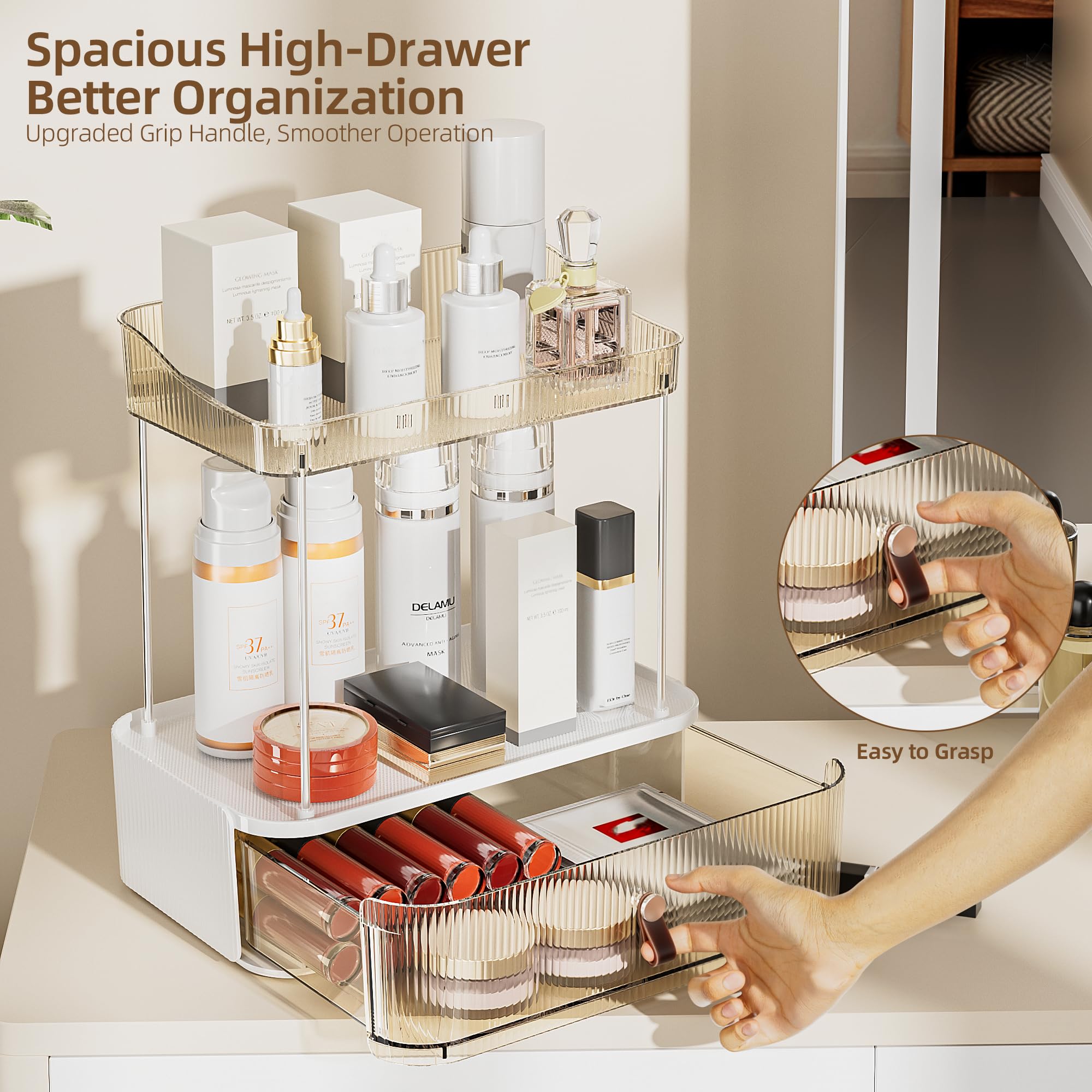 Delamu 3-Tier Bathroom Counter Organizer with Drawer